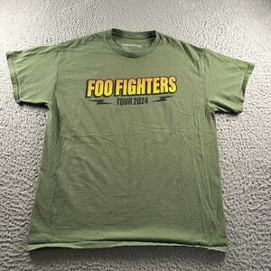 Foo Fighters Everything or Nothing At All Tour Shirt Mens L Green 2024 Tee Music